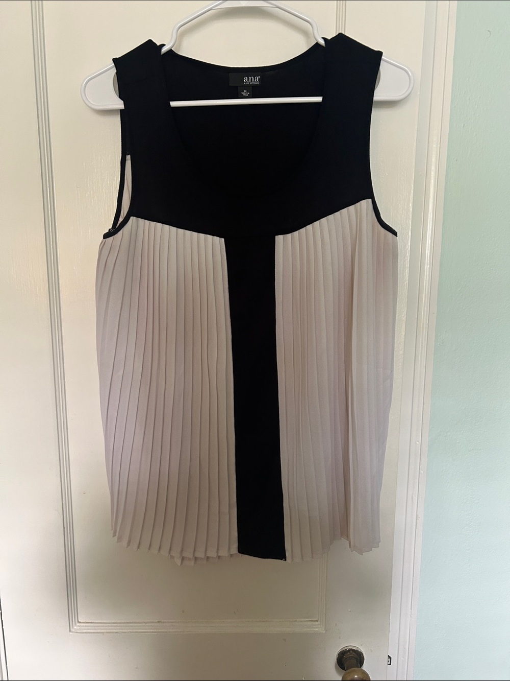 a.n.a Black & White Pleated Colorblock Sleeveless Top